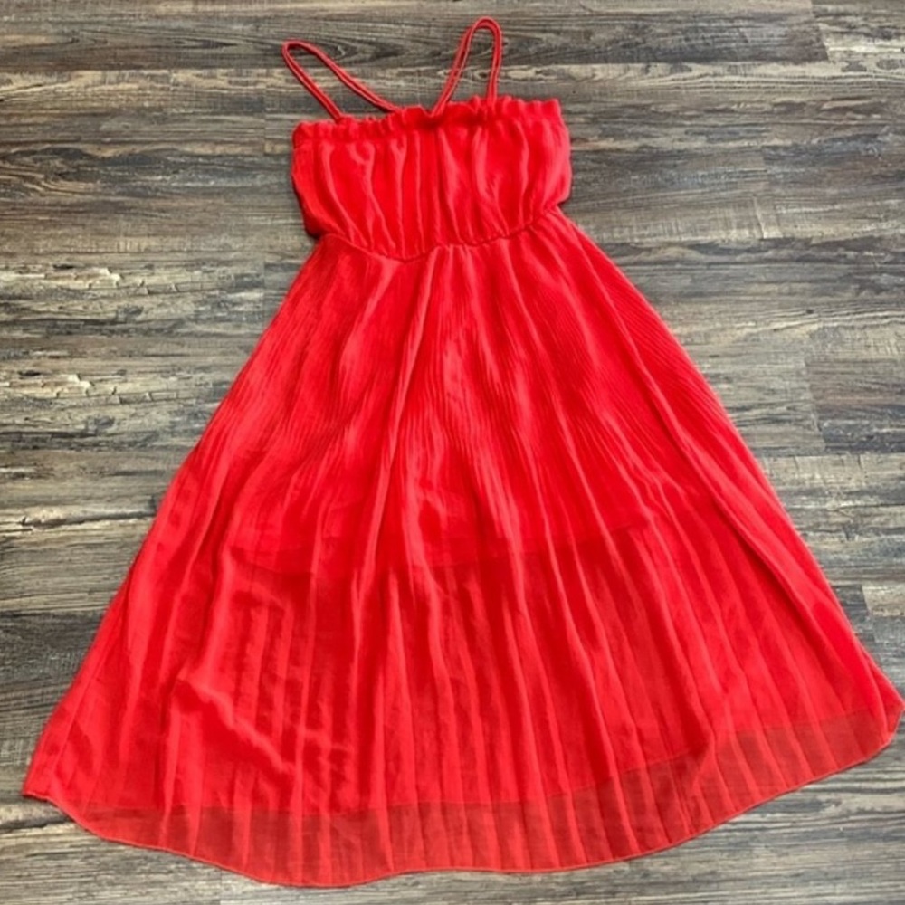 Mango Red Spaghetti-Strap Midi Dress